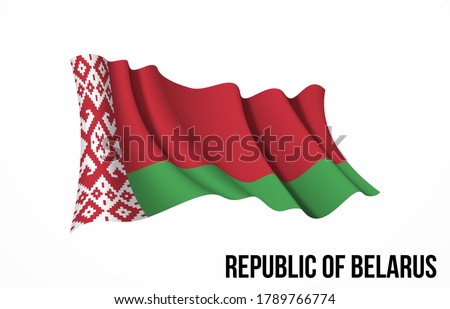 Belarus flag state symbol isolated on background national banner. Greeting card National Independence Day of the Republic of Belarus. Illustration banner with realistic state flag.