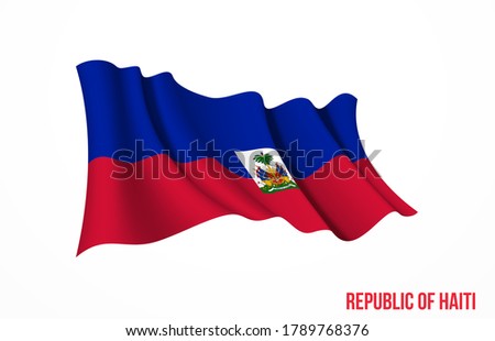 Haiti flag state symbol isolated on background national banner. Greeting card National Independence Day of the Republic of Haiti. Illustration banner with realistic state flag.