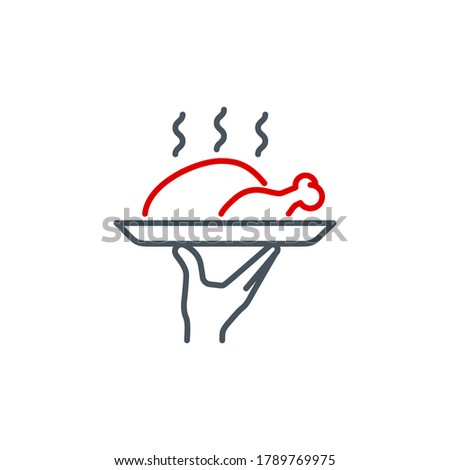 holiday turkey chicken outline flat icon. Single high quality outline logo symbol for web design or mobile app. Thin line sign design logo. icon pictogram isolated on white background