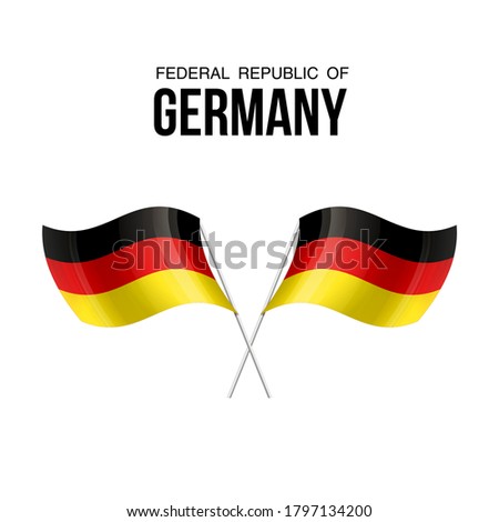 Germany flag state symbol isolated on background national banner. Greeting card National Independence Day of the Federal Republic of Germany. Illustration banner with realistic state flag of FRG.