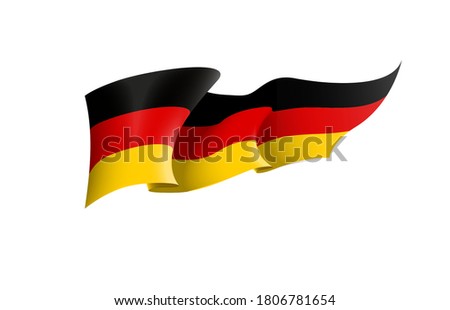 Germany flag state symbol isolated on background national banner. Greeting card National Independence Day of the Federal Republic of Germany. Illustration banner with realistic state flag of FRG.