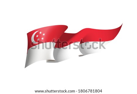 Singapore flag state symbol isolated on background national banner. Greeting card National Independence Day of the Republic of Singapore. Illustration banner with realistic state flag.