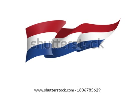 Netherlands flag state symbol isolated on background national banner. Greeting card National Independence Day of the Kingdom of the Netherlands. Illustration banner with realistic state flag Holland.