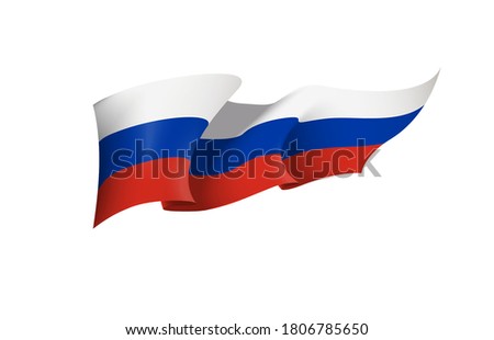 Russia flag state symbol isolated on background national banner. Greeting card National Independence Day of the Russian Federation. Illustration banner with realistic state flag of RF.