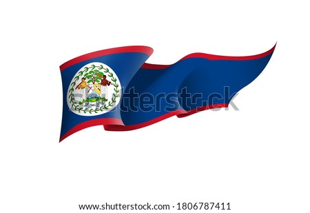 Belize flag state symbol isolated on background national banner. Greeting card National Independence Day of the Republic of Belize. Illustration banner with realistic state flag.