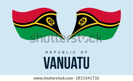 Vanuatu flag state symbol isolated on background national banner. Greeting card National Independence Day of the Republic of Vanuatu. Illustration banner with realistic state flag.