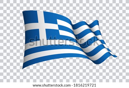 Greece flag state symbol isolated on background national banner. Greeting card National Independence Day of the Hellenic republic. Illustration banner with realistic state.