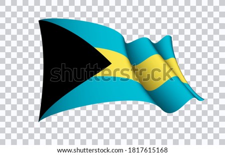Bahamas flag state symbol isolated on background national banner. Greeting card National Independence Day of the Commonwealth of The Bahamas. Illustration banner with realistic state flag.