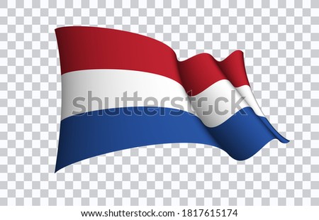 Netherlands flag state symbol isolated on background national banner. Greeting card National Independence Day of the Kingdom of the Netherlands. Illustration banner with realistic state flag Holland.