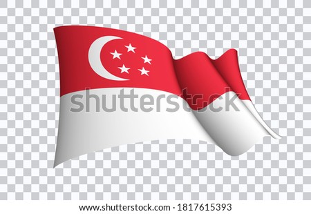 Singapore flag state symbol isolated on background national banner. Greeting card National Independence Day of the Republic of Singapore. Illustration banner with realistic state flag.