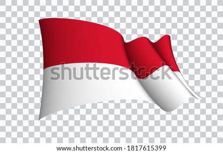 Monaco flag state symbol isolated on background national banner. Greeting card National Independence Day of the Principality of Monaco. Illustration banner with realistic state flag.