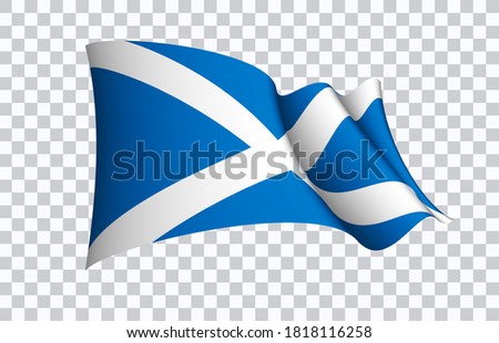 Scotland flag state symbol isolated on background national banner. Greeting card National Independence Day part of the United Kingdom. banner with realistic flag of Saint Andrew's cross or the Saltire