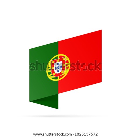 Portugal flag state symbol isolated on background national banner. Greeting card National Independence Day Republic of Portugal. Illustration banner with realistic state flag of Portuguese Republic.