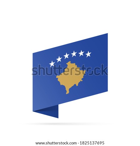 Kosovo flag state symbol isolated on background national banner. Greeting card National Independence Day of the republic of Kosovo. Illustration banner with realistic state flag.