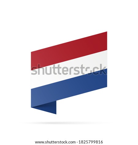 Netherlands flag state symbol isolated on background national banner. Greeting card National Independence Day of the Kingdom of the Netherlands. Illustration banner with realistic state flag Holland.