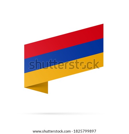 Armenia flag state symbol isolated on background national banner. Greeting card National Independence Day of the Republic of Armenia. Illustration banner with realistic state flag.