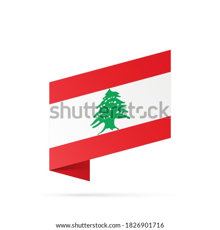 Lebanon flag state symbol isolated on background national banner. Greeting card National Independence Day of the Lebanese Republic. Illustration banner with realistic state flag.