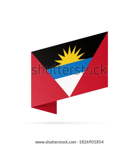 Antigua and Barbuda flag state symbol isolated on background national banner. Greeting card National Independence Day of Republic of Antigua and Barbuda. Illustration banner with realistic state flag.