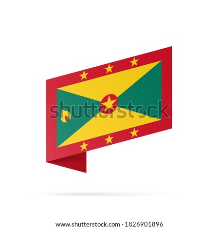 Grenada flag state symbol isolated on background national banner. Greeting card National Independence Day of the Republic of Grenada. Illustration banner with realistic state flag.