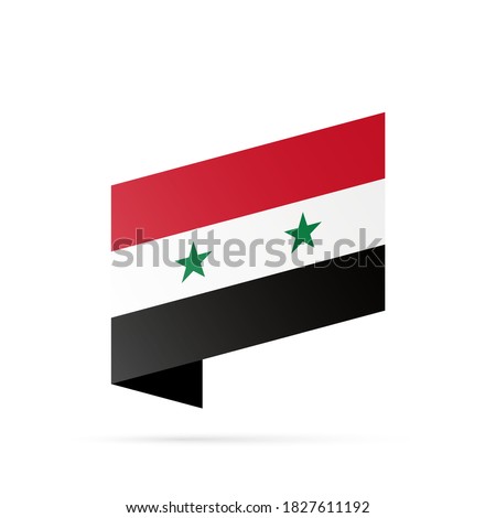 Syria flag state symbol isolated on background national banner. Greeting card National Independence Day of the Syrian Arab Republic. Illustration banner with realistic state flag.