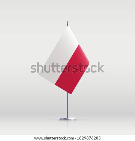 Poland flag state symbol isolated on background national banner. Greeting card National Independence Day of the Republic of Poland. Illustration banner with realistic state flag.