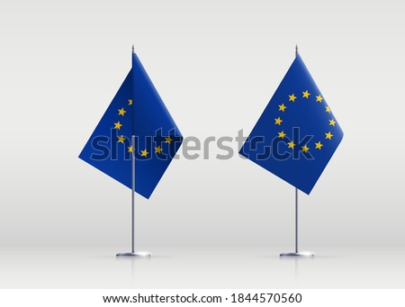 European Union flag state symbol isolated on national banner. Greeting card political and economic union of 27 member states that are located primarily in Europe. Illustration banner realistic EU flag