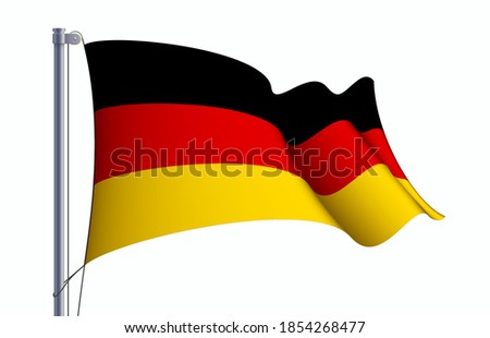 Germany flag state symbol isolated on background national banner. Greeting card National Independence Day of the Federal Republic of Germany. Illustration banner with realistic state flag of FRG.
