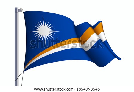 Marshall Islands flag state symbol isolated on background national banner. Greeting card National Independence Day of the Republic of Marshall Islands. Illustration banner with realistic state flag.