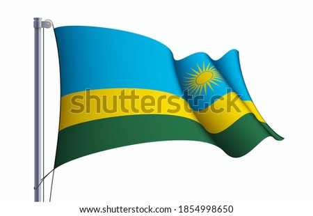 Rwanda flag state symbol isolated on background national banner. Greeting card National Independence Day of the Republic of Rwanda. Illustration banner with realistic state flag.