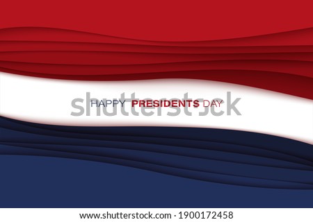 United States President's Day greeting card with waving USA national flag color. Vector illustration
