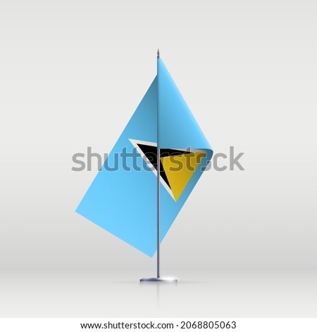 Saint Lucia flag state symbol isolated on background national banner. Greeting card National Independence Day of the republic of Saint Lucia. Illustration banner with realistic state flag.