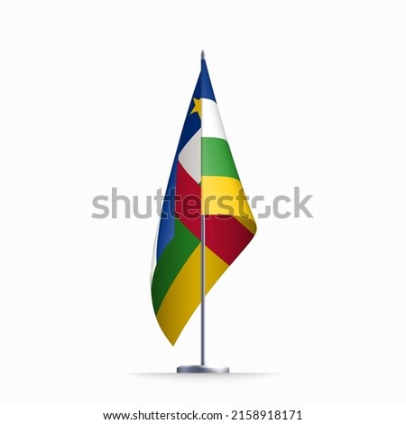Central African Republic flag state symbol isolated on background national banner. Greeting card National Independence Day Central African Republic. Illustration banner realistic state flag of CAR.