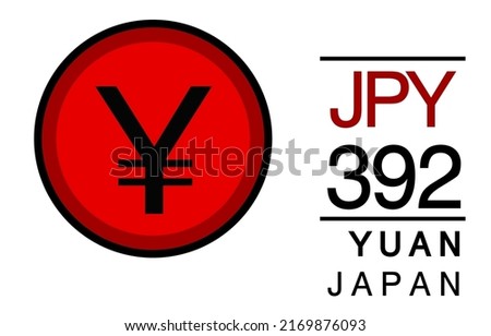Y, JPY, 392, Yuan, Japan Banking Currency icon typography logo banner set isolated on background. Abstract concept graphic element. Collection of currency symbols ISO 4217 signs used in country