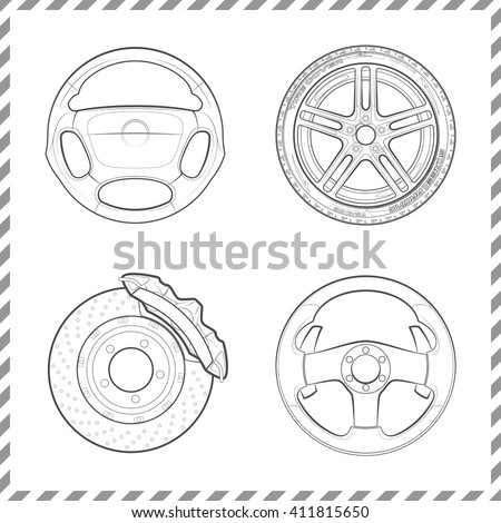 set of vintage car symbols. Car service and car sale retro labels and icons. Vintage collection of car related signs and symbols with various design elements, ribbons and emblems.
