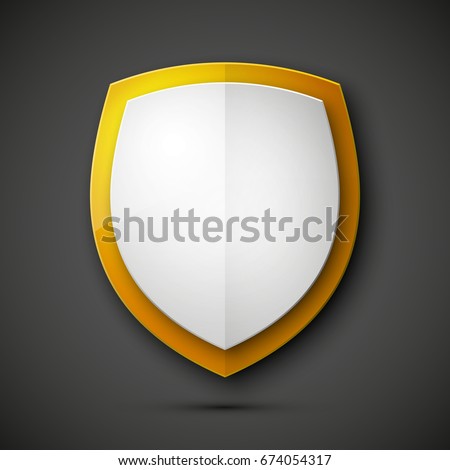 Protected guard shield concept. Safety badge color icon. Privacy colorful banner shield. Security label. Defense tag. Presentation shining sticker shield. Defense safeguard sign. Vector illustration