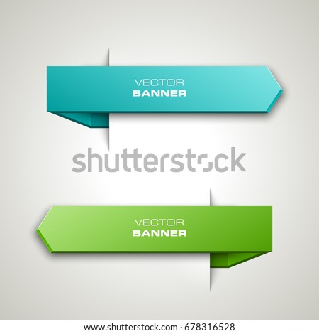 Two straight arrow ribbon banner. 2 direction right banner shape background. Trend arrow stripe form, flat icon backdrop