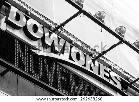 New York City circa dec 2014:  Dow jones logo in famous times square in Manhattan