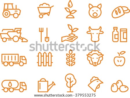Agriculture and farming icon set