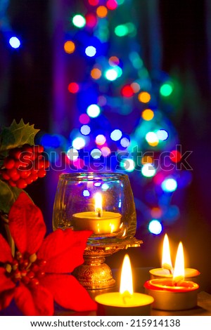 Bokeh beautiful light and fragrance candle in the darkness stock photo