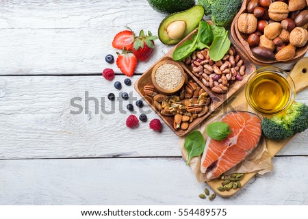 Selection of healthy food for heart, life concept Foto stock © 