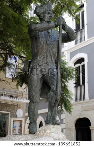 Statue of Lord Nelson on Main St in Gibraltar