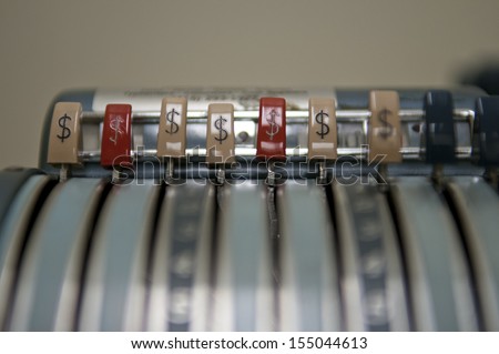 Vintage Check Writing machine in B&W