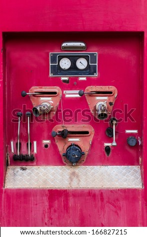Fire control unit mounted on a fire truck.