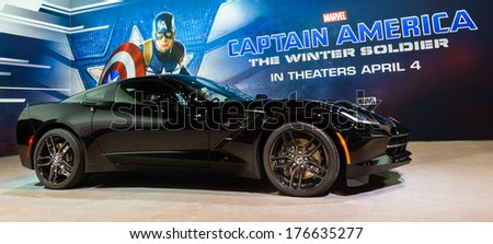 CHICAGO, IL/USA - FEBRUARY 6: 2015 Black Widow Corvette driven by Scarlett Johansson in \