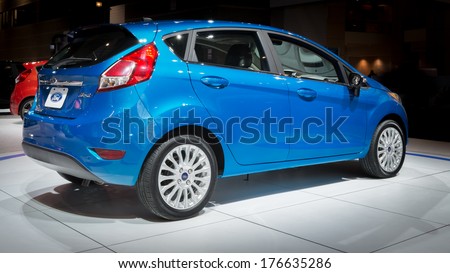 CHICAGO, IL/USA - FEBRUARY 6: A 2014 Ford Fiesta car at the Chicago Auto Show (CAS) on February 6, 2014, in Chicago, Illinois.