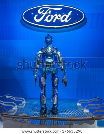 CHICAGO, IL/USA - FEBRUARY 6: Hank the robot, built by Ford, at the Chicago Auto Show (CAS) on February 6, 2014, in Chicago, Illinois.