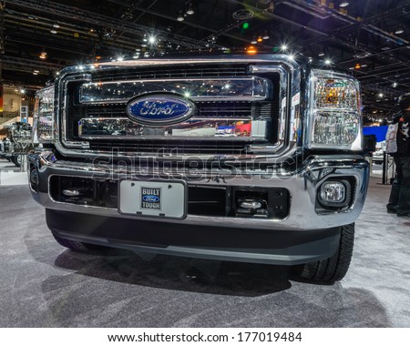 CHICAGO, IL/USA - FEBRUARY 7: A 2014 Ford F350 Super Duty truck at the Chicago Auto Show (CAS) on February 7, 2014, in Chicago, Illinois.