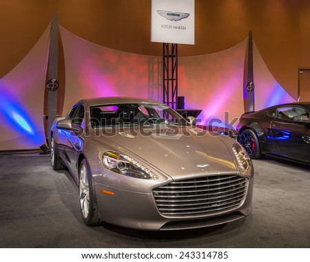 DETROIT, MI/USA - JANUARY 11, 2015: Aston Martin Rapide S at The Gallery, an event sponsored by the North American International Auto Show (NAIAS) and the MGM Grand Detroit.