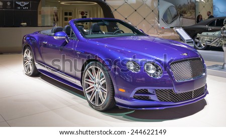 DETROIT, MI/USA - JANUARY 14, 2015: Bentley Continental GT Speed Convertible car at the North American International Auto Show (NAIAS), one of the most influential car shows in the world each year.