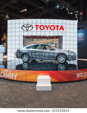 CHICAGO, IL/USA - FEBRUARY 12, 2015: 2015 Toyota Camry car at the Chicago Auto Show (CAS), the largest auto show in North America.